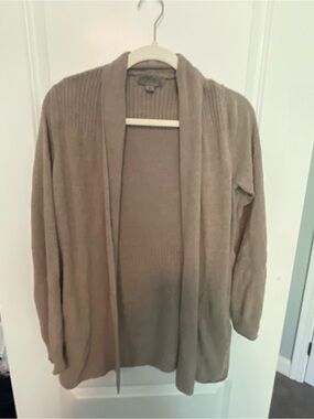 Barefoot Dreams Open-Front Taupe Cardigan Sweater